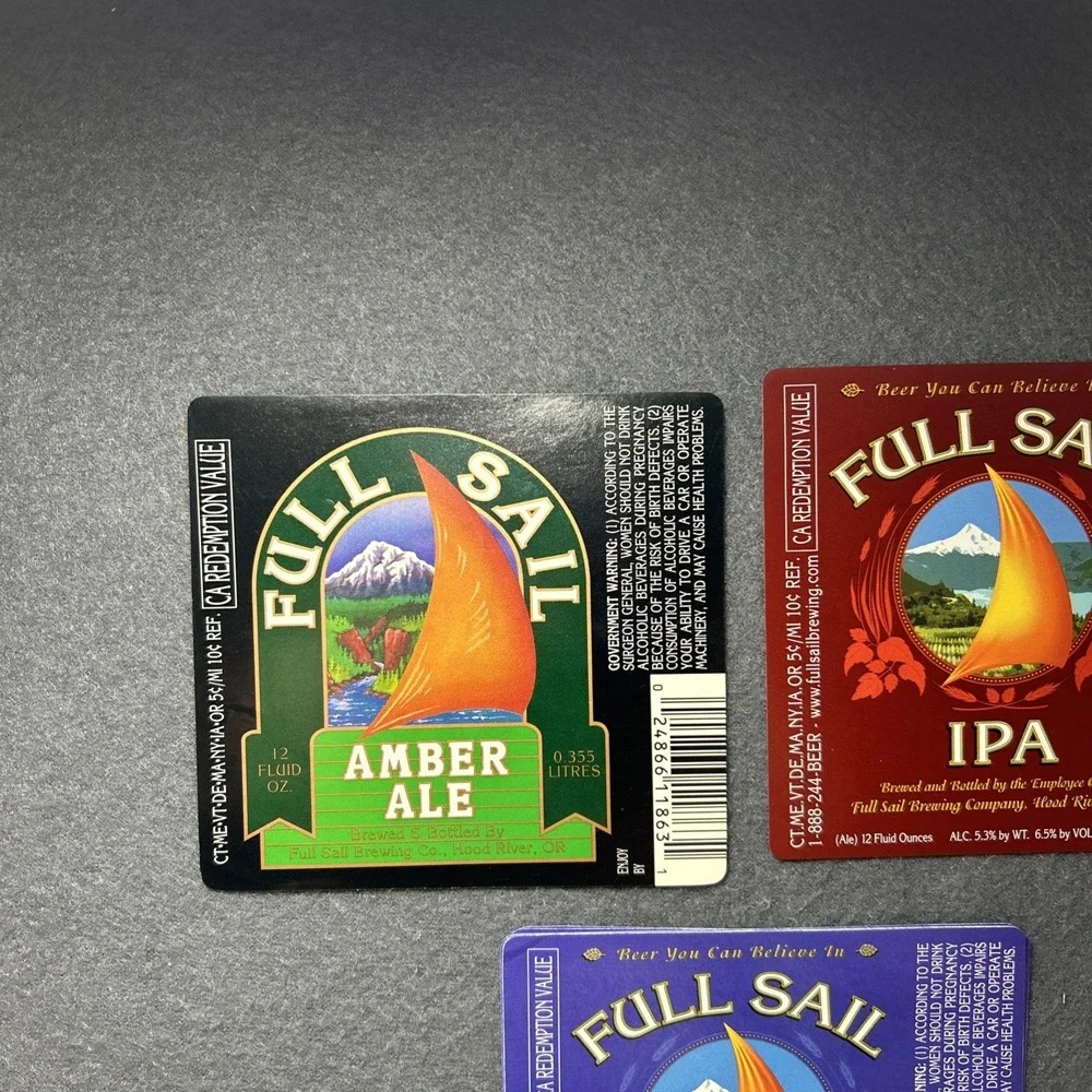 Full Sail Beer Labels –‎ Lot of 15 – 5 Varieties Craft Brewery Collectible
